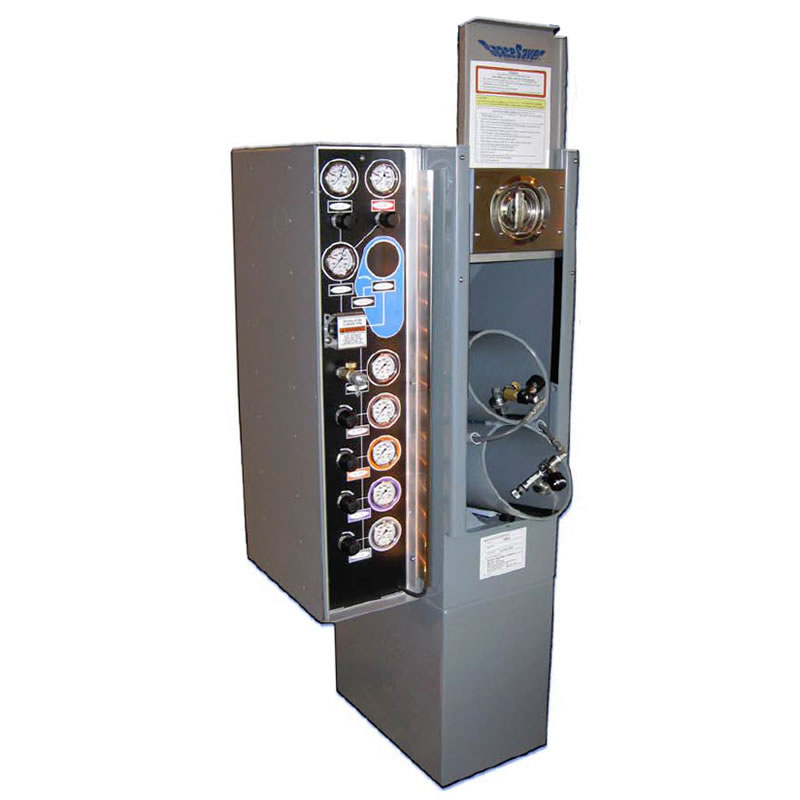 SpaceSaver 100A shown with optional riser base and Air Control Panel.